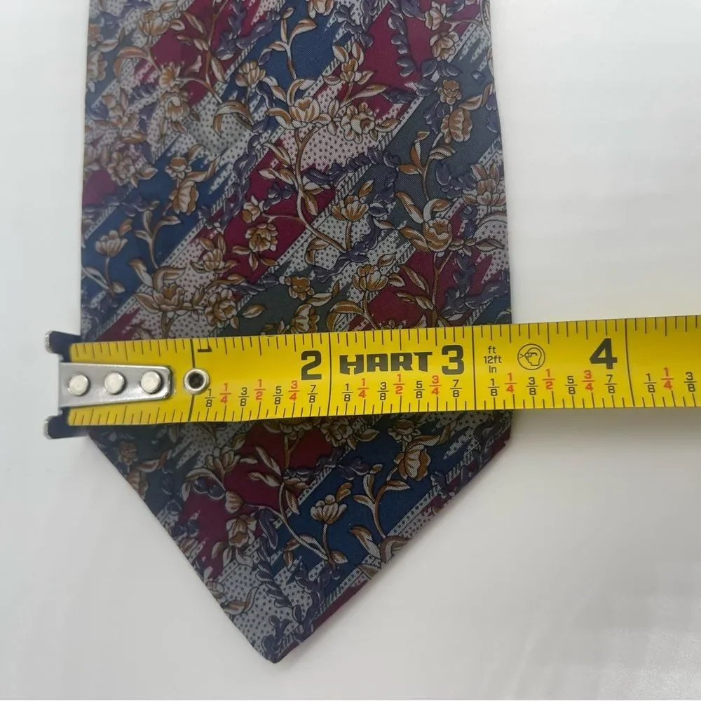 Valentino Burgundy Navy Gold Italian Silk Luxury Necktie